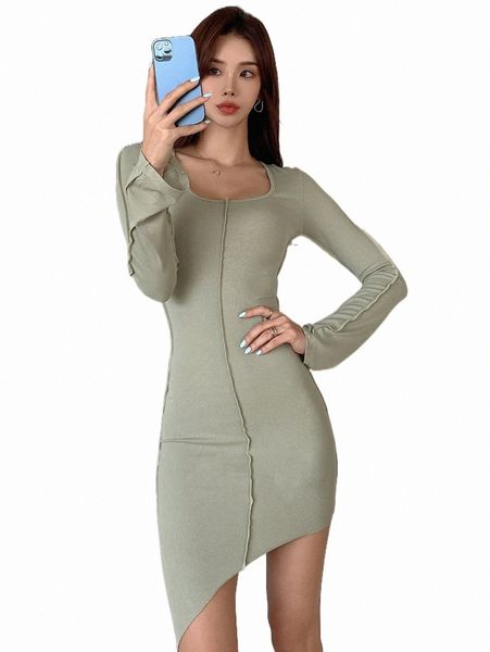 

dazy stitching asymmetrical hem bodycon dress g7hz#, Black;gray
