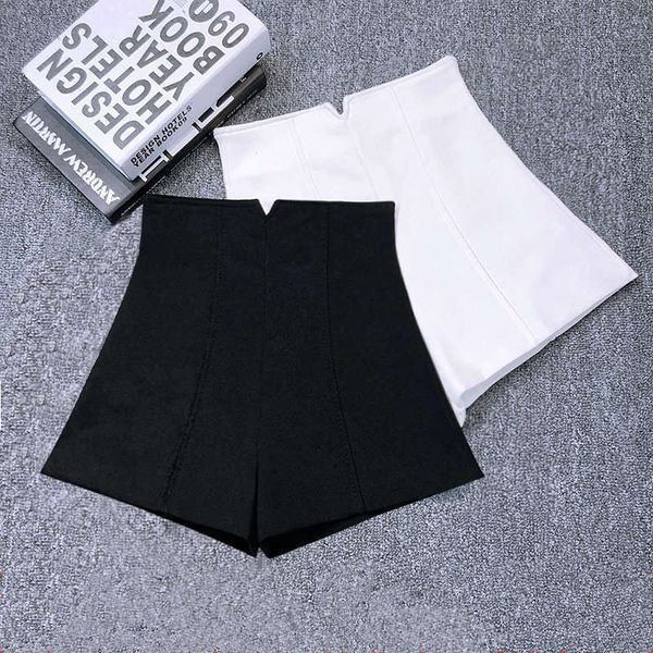 

white black stretch suit shorts women new mini short femme high waistelegant wide leg summer shorts