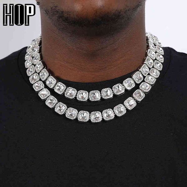 

bangle designer hip hop 12mm micro pave prong cubic zircon 1row alloy tennis chain bracelet necklace bling mens for men women jewelry, Black