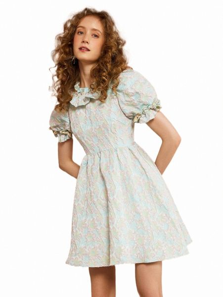 

mod mock neck ruffle trim floral print dress 87uz#, Black;gray