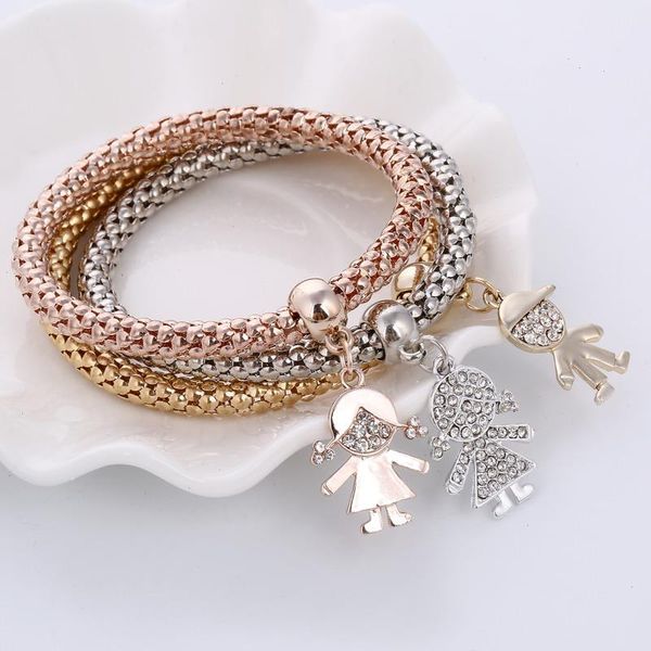 

3pcs bracelet crystal strands owl music note boy girl heart charm bracelets for women pulseria feminina jewelry amazing price, Black