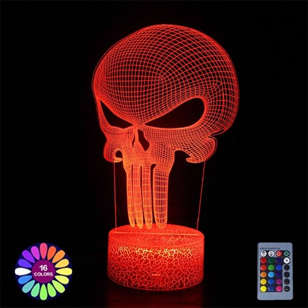 

skull pumpkin 3d illusion acrylic table lamp halloween decoration creative holiday gifts touch remote control led night light 220818