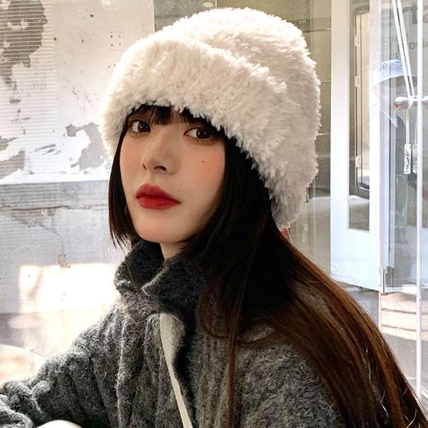 

plush beanie winter fashion face small knitted hat, Blue;gray