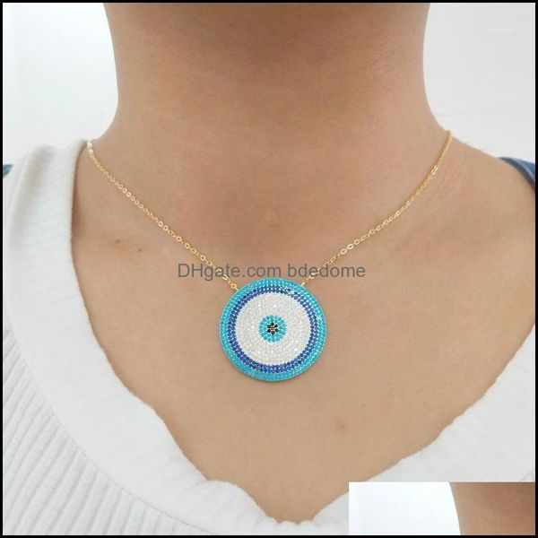 

chains gold sier color dainty disco necklace blue crystal lucky eyes turkey jewelry big round micro pave girls charm jewely1 bdedome dhst5, Silver