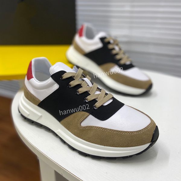 

2022 men sneaker shoes boot white leather calfskin sneakers technical knit men platform blue grey run trainers size38-44 hx210305, Black