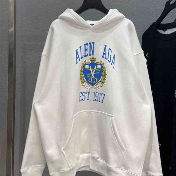 

men hooded balencaigass correct ins couple paris men's and women's brick cabinet front print 1917 plush hoodie uj9k, Black