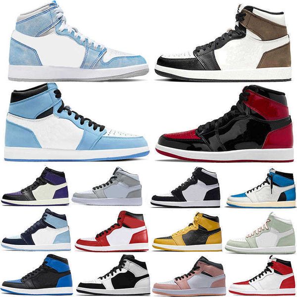 

jumpman 1 basketball shoes mens 1s university blue trainers women sneakers trophy room chicago high og hyper royal barely orange digital, Black