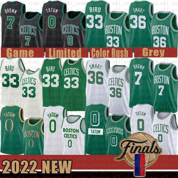 

basketball jerseys 7 36 jayson tatum larry bird 2022 new patch 0 33 jaylen brown marcus smart green, Black;red