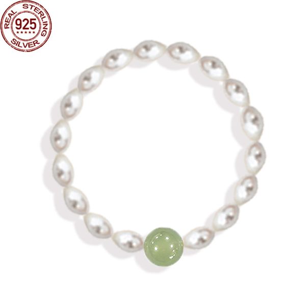 

new arrival 925 silver bracelet beaded strands baroque i style pearl trendy net red simple versatile jewelry elastic rope female, Black