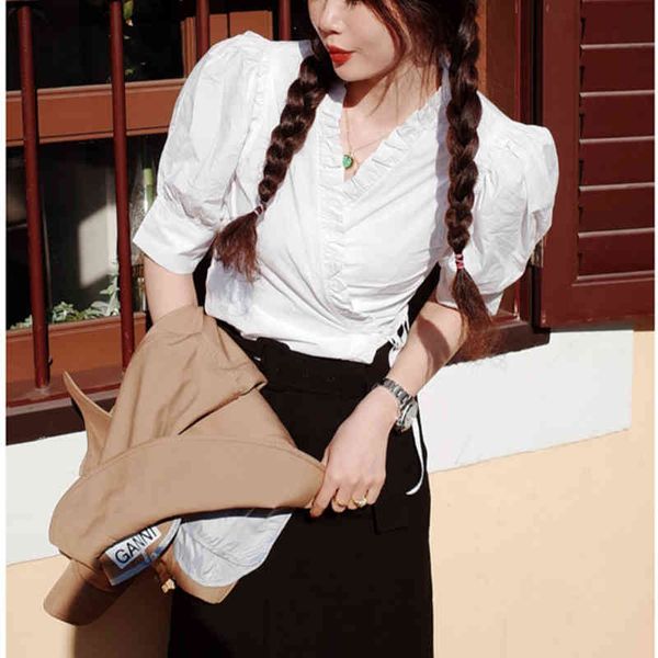 

casual dresses lotus leaf ruffle wrap type white lantern sleeve shirt lace short sleeve 58av, Black;gray
