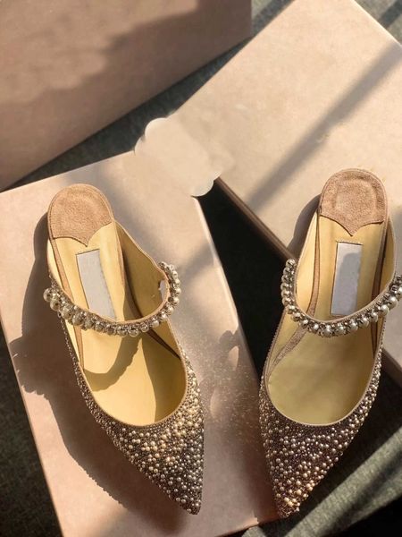 

perfect designer baily pearls strass sandals women pumps pointed toe lady high heels luxury party dress wedding walking shoes eu35-42, Black