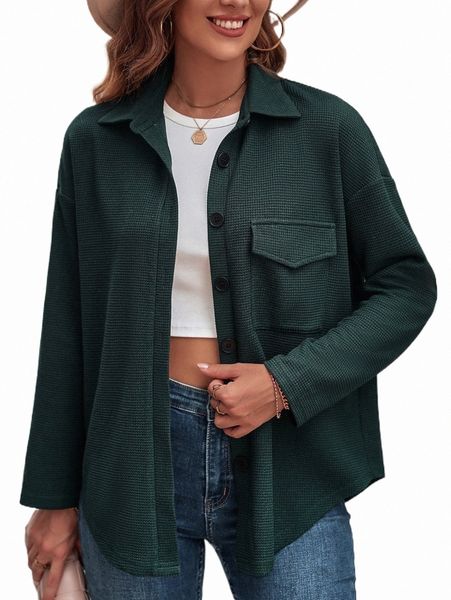 

flap pocket drop shoulder coat h37h#, Black