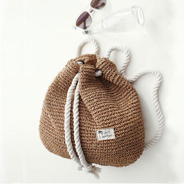 

travel beach straw bags women shoulder bag summer straw bag women backpack fashion rucksack weaved for girls backpack 220817