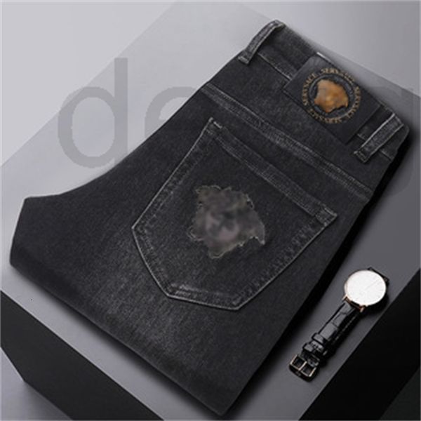 

men's jeans designer 2022 spring new fashion brand embroidered men's jeans elastic slim fit leggings korean pants autumn 58zi, Blue