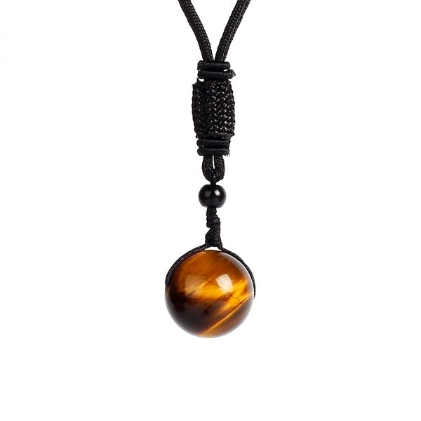 

nature tiger eye stone pendant necklaces women natural beads reiki energy healing strands men, Silver
