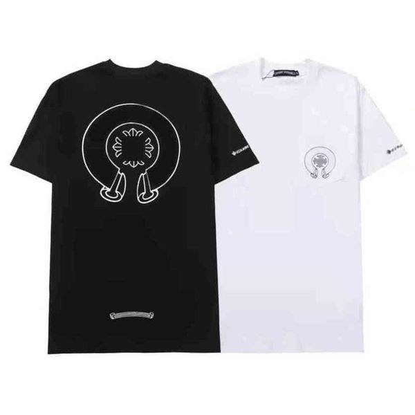 

ch summer men's t shirts brand man t-shirt luxury women cross sanskrit tees letter designer tshirts classic boy loose round neck shirt, White;black