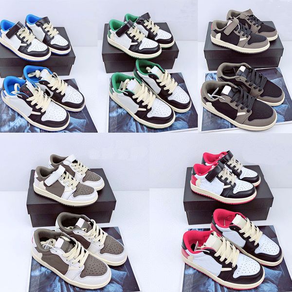 

2023 jumpman 1s kids basketball shoes toddler 1 low pine green game royal obsidian chicago bred sneakers athletic outdoor multi-color tie-dy, Black