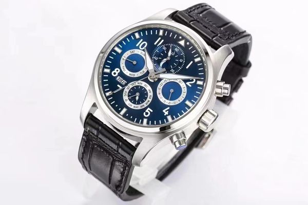 

42mm men's mechanical watch light blue literal silver case stainless steel material super movement self-winding luxury casual watch, Slivery;brown