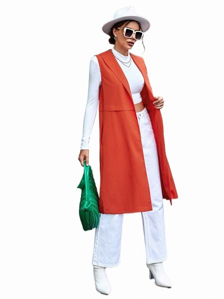 

shawl collar longline vest coat l4nd#, Black