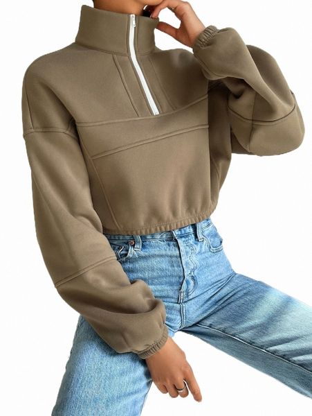 

solid half zip drop shoulder sweatshirt m4am#, Black