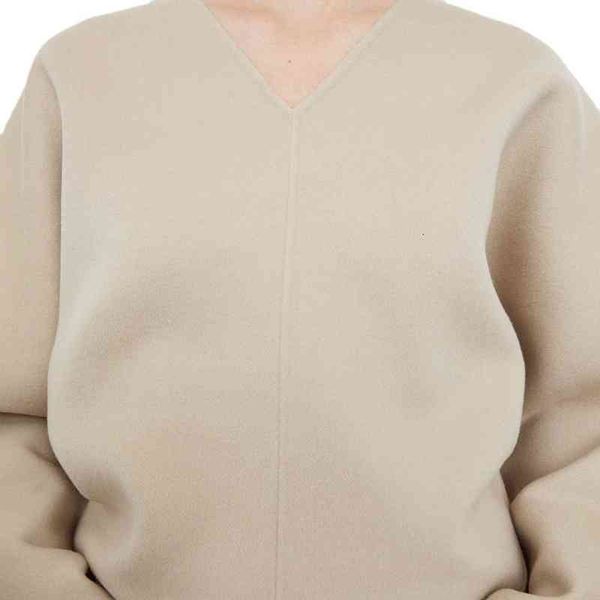 

women's knits tees spring and summer nordic minimalist tote pure color double-sided wool cashmere pullover sweater women's woolen, White