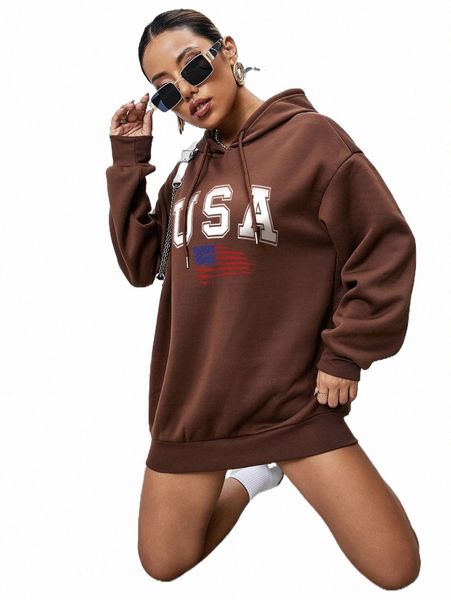 

letter graphic drawstring oversized hoodie j5rx#, Black