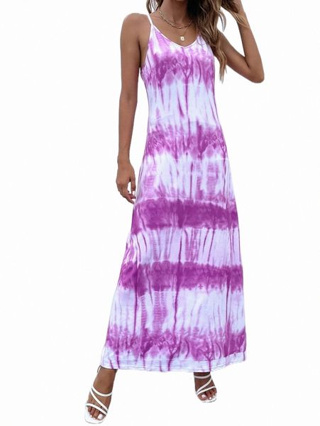 

tie dye backless cami dress n5az#, Black;gray