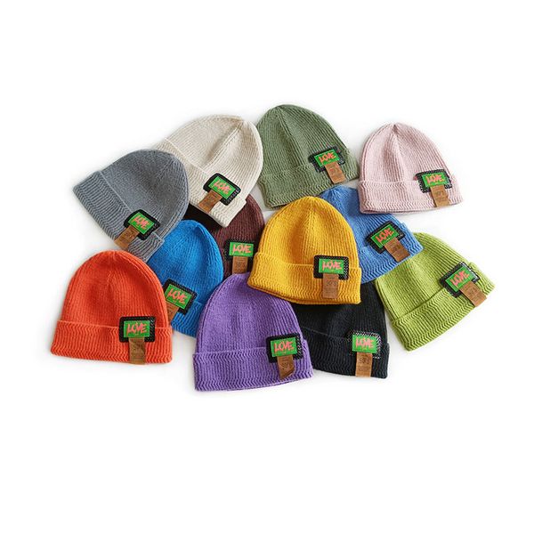 

m466 autumn winter knitted hat love letters candy color caps man woman skull beanies warm hats, Blue;gray