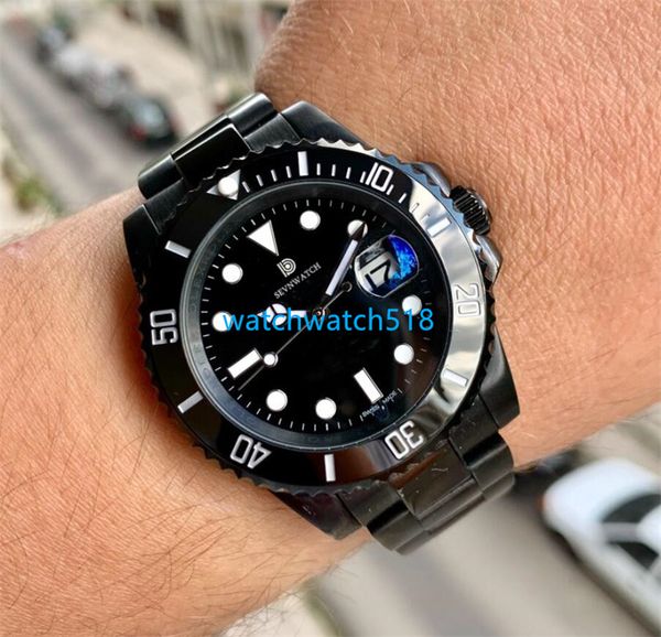 

luxury black dial waterproof mens watch ceramic bezel sapphire glass 40mm 116618 116619 mechanical classic watches steel bracelet luminous g, Slivery;brown
