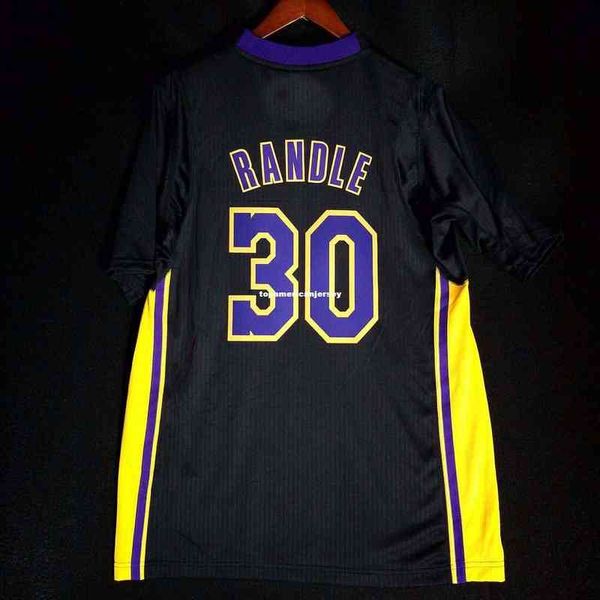 

100% stitched julius randle #30 hollywood nights wholesale black jersey mens vest size xs-6xl stitched basketball jerseys ncaa