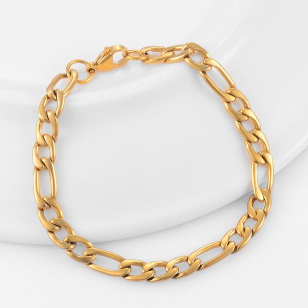 

classic stainless steel figaro chain strands bracelet selling mens and womens jewelry, Black