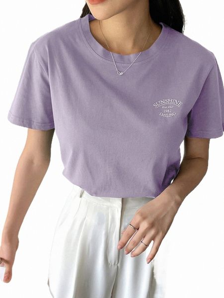 

dazy letter graphic round neck tee 34l3#, White
