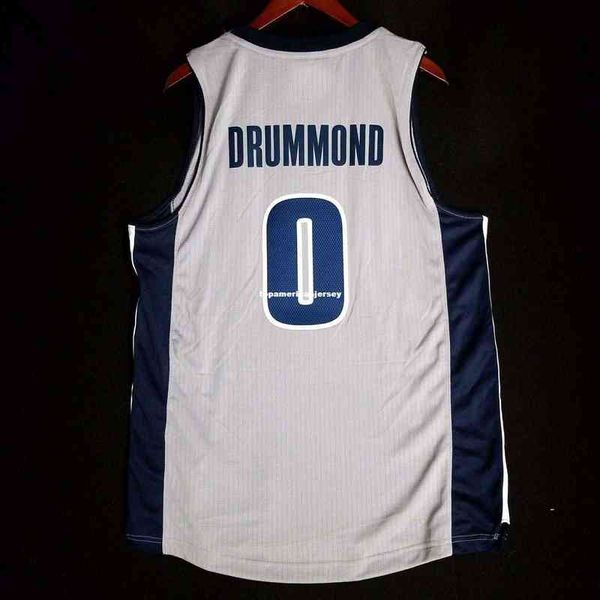 

100% stitched andre drummond 0# vest wholesale gray jersey mens vest size xs-6xl stitched basketball jerseys ncaa, Black