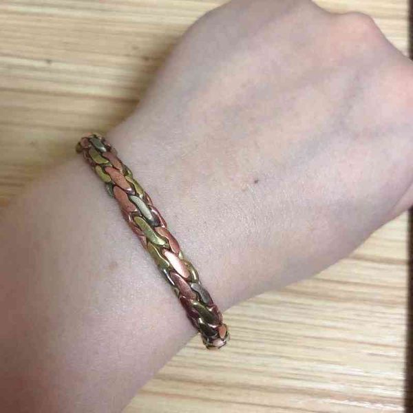 

designer jewelry br002 ethnic tibetan 3 color copper braided 6mm open back bangle vintage nepal metal girls adjustable bracelet cuff, Black