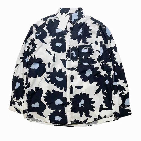 

europe france paris hawaii beach black daisy casual shirt tee allover flowers print spring summer cool hip hop long sleeve, Black;brown