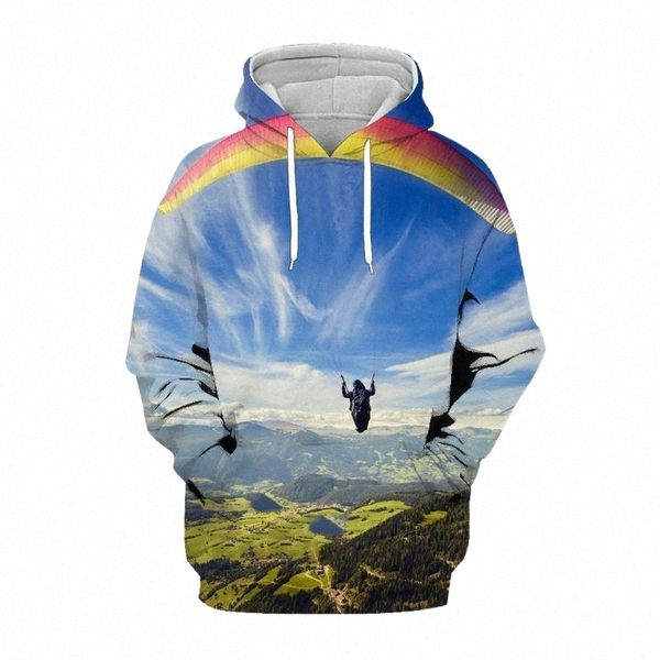 

men's hoodies & sweatshirts 2021 autumn and winter 3d skydiving men women super dalian hoodie long sleeve warm set headband pocket h5ot, Black
