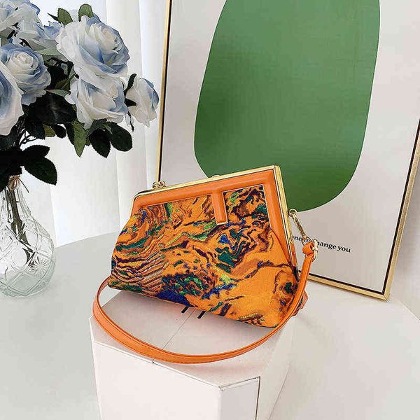 

handbags printing art dream hand one shoulder buckle clip celebrity dinner bag cloud simple