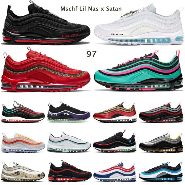

men women running shoes mschf lil nas x satan triple black white red leopard ref