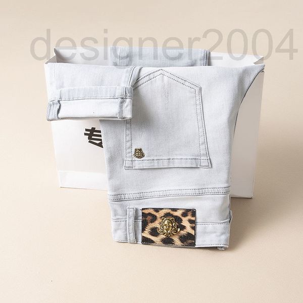 

men's jeans designer high end fashion jeans men's summer embroidery medusa thin leggings slim fit k9e1, Blue