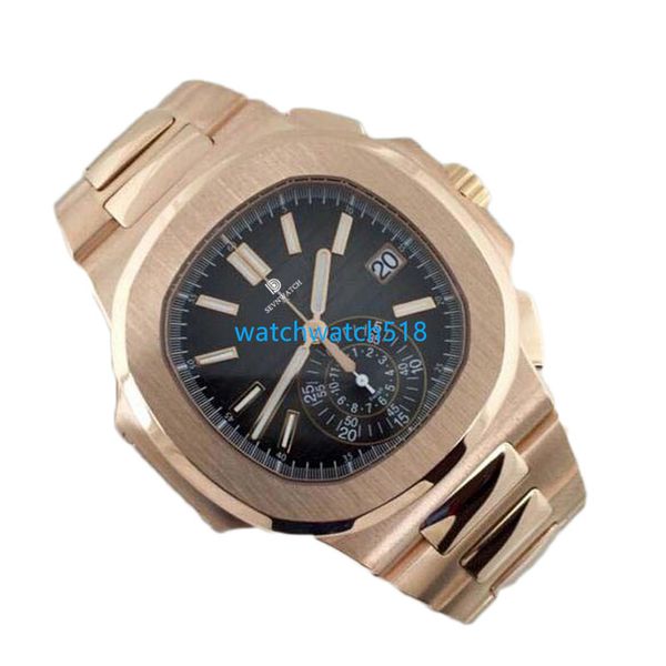 

tr factory luxury mens watch new stainless steel 5980/1r black dial 18kt rose gold mint automatic mechanical sapphire wristwatch montre de l, Slivery;brown