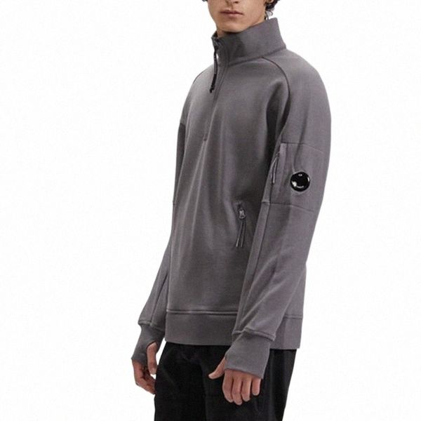 

men's hoodies & sweatshirts spring and autumn fashion lens decoration pocket casual sports half zipper pullover sweater for men i4cl#, Black