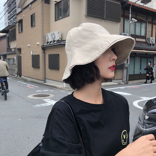 

fashion panama bucket hat women summer bucket cap female wavy cool fishing hats sun summer sunscreen fisherman hip hop caps gift y220818, Blue;gray