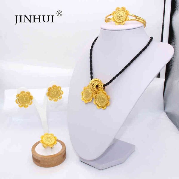 

bracelet bangle designer ethiopian gold jewelry sets big coin pendant necklace earring ring dubai gifts for women african eritrea wedding br, Slivery;golden