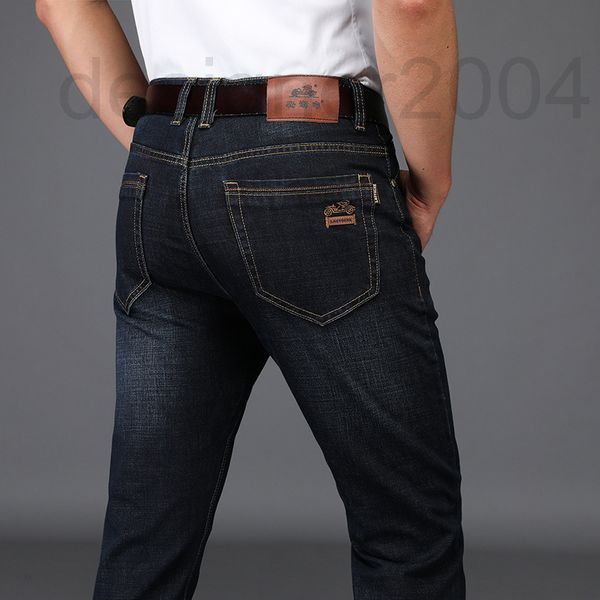 

men's jeans designer classic car jeans men's spring and summer thin loose straight tube pants elastic slim fit leisure trend young, Blue