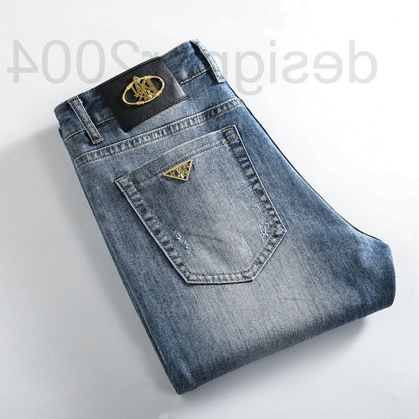 

men's jeans designer summer thin brand light blue jeans men's european fashion small straight tube casual pants 6r6b