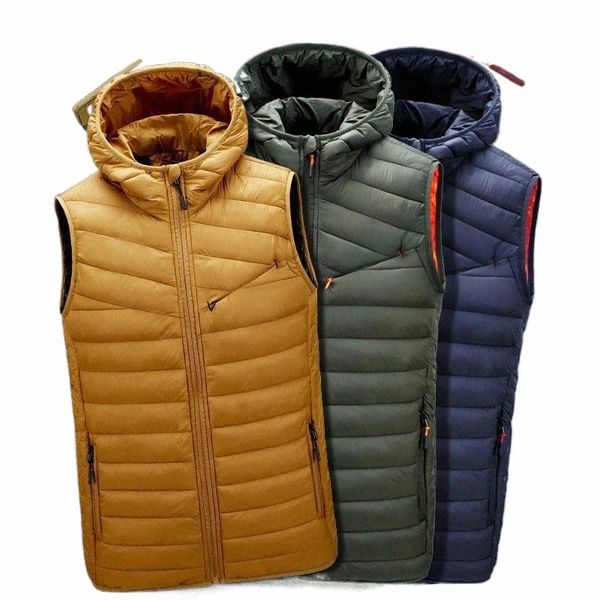 

2021 hooded vest jacket men winter puffer waistcoat mens warm casual zipper patchwork down vest coats outwear clothing o3gk#, Black;white