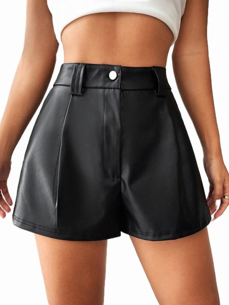 

high waist pu shorts v5ze#, White;black