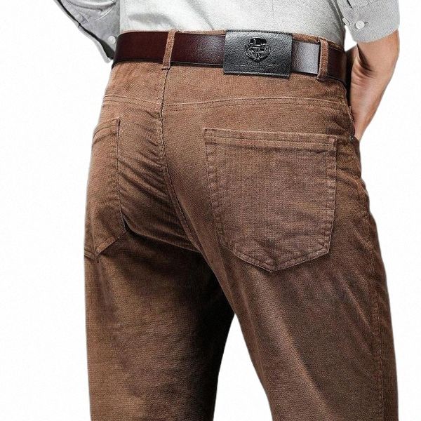 

men's pants 8 color thick corduroy casual 2021 winter style business fashion stretch regular fit trousers male brand clothes g9tj#, Black