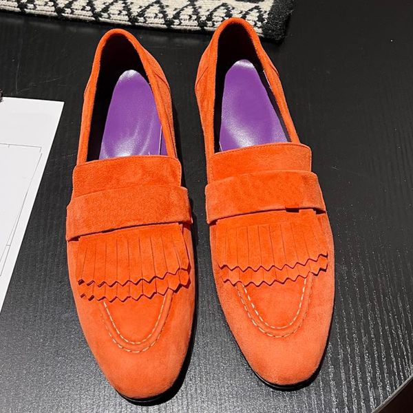 

official website royal loafer dress shoes suede goatskin loafers fringe details and tonal signature lettering details for a chic look on-tre, Black