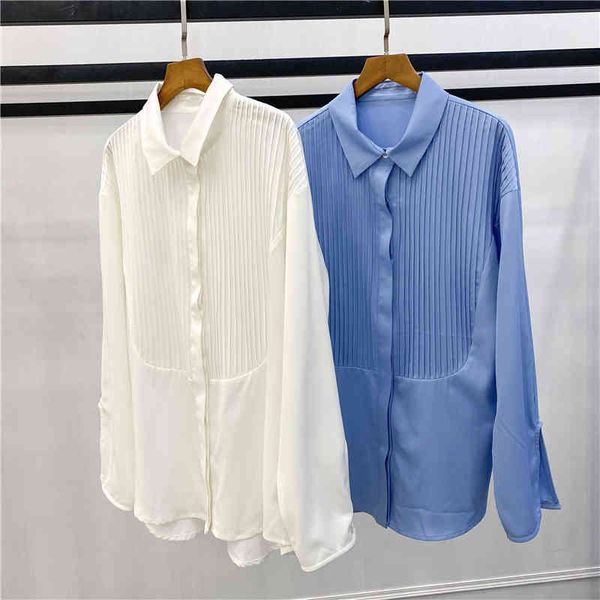 

casual dresses nordic style minimalist vc home white shirt women's pleated front placket spring y3s5, Black;gray